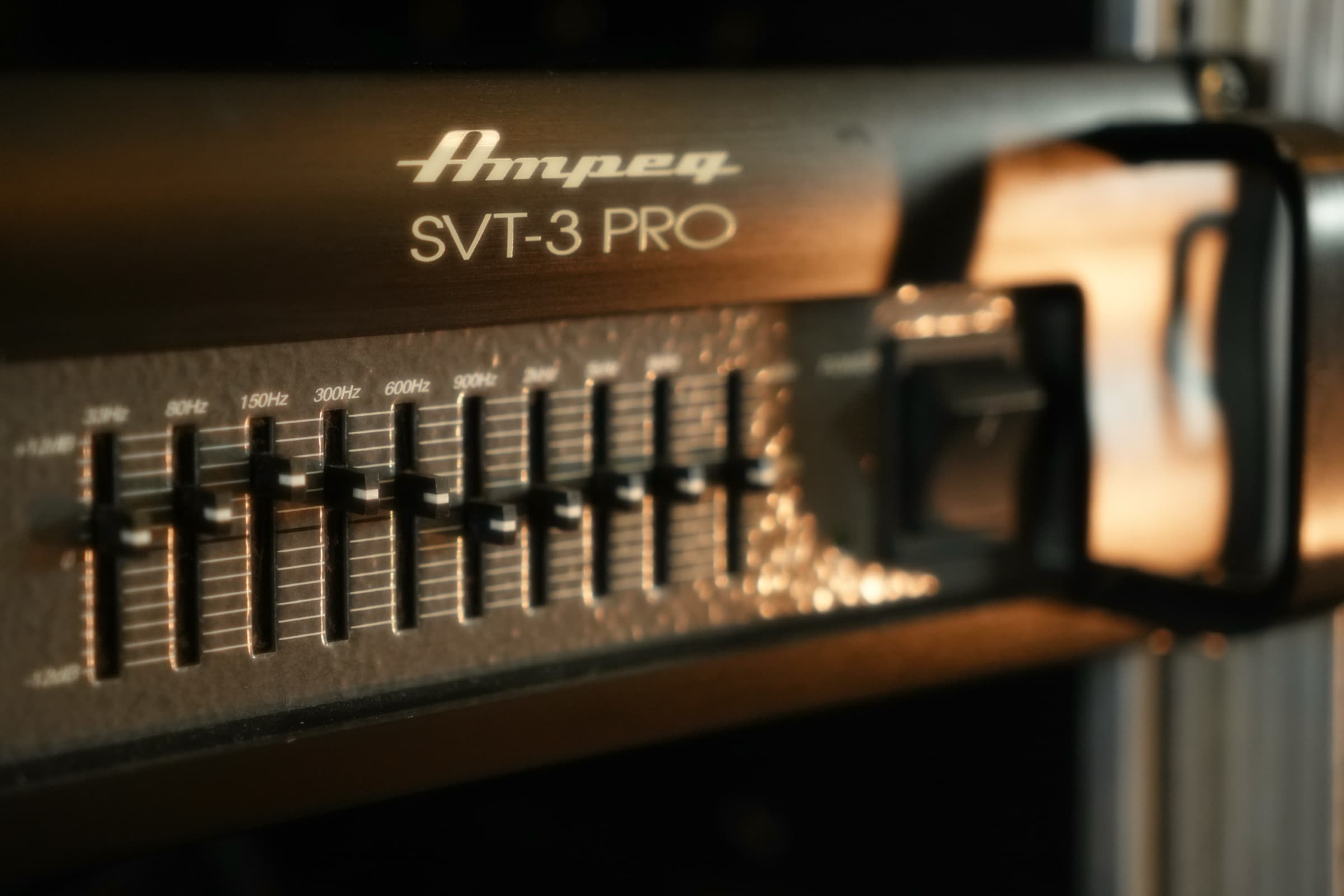An Ampeg bass head, racked